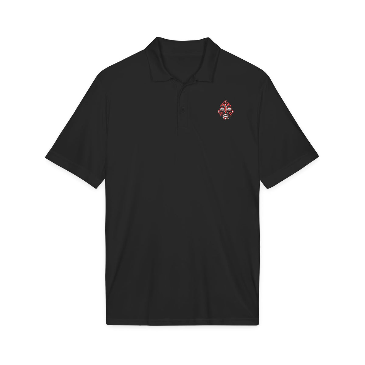 Elegguá Head Black Embroidered Signature Polo product mockup