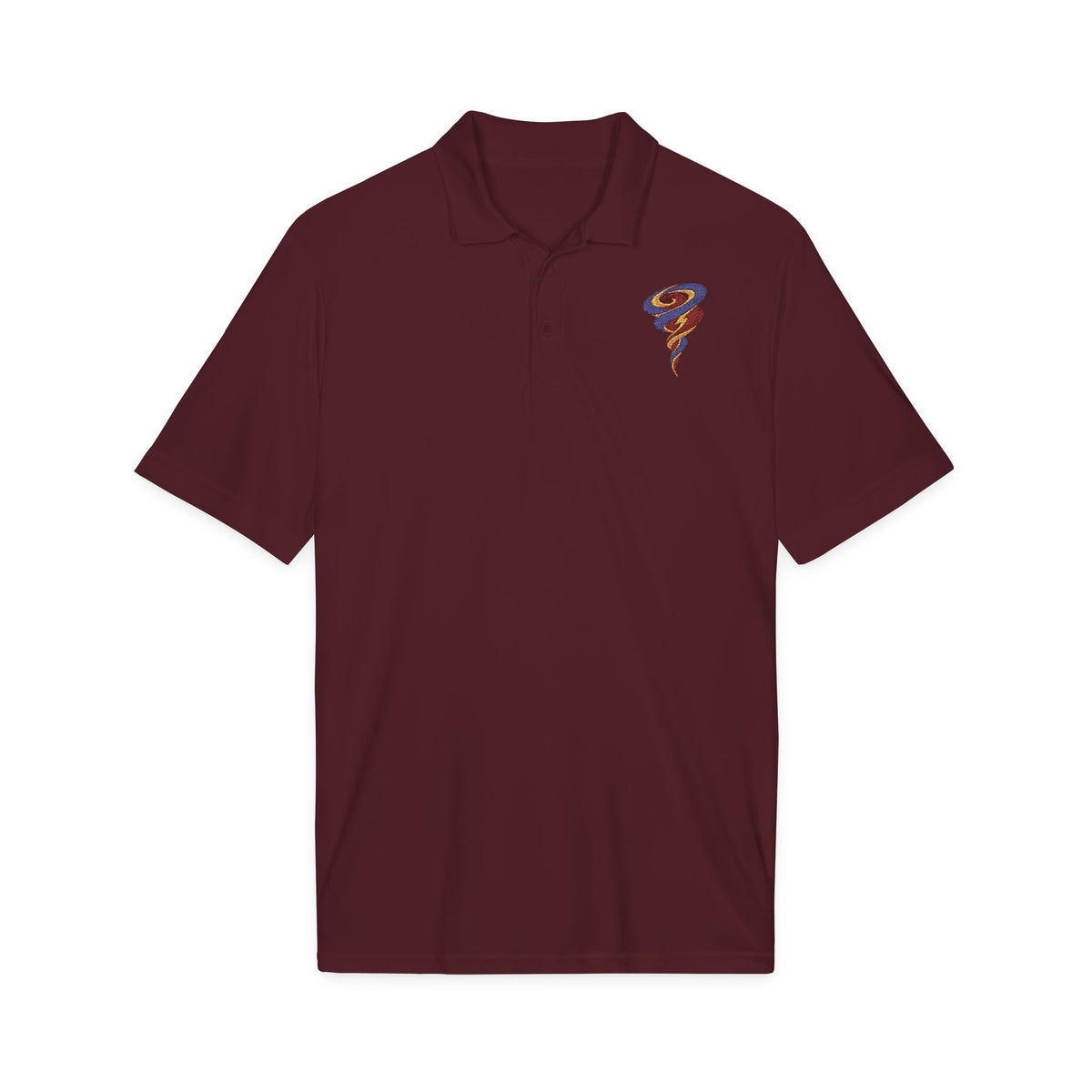 Oyá Whirlwind Maroon Embroidered Signature Polo product mockup