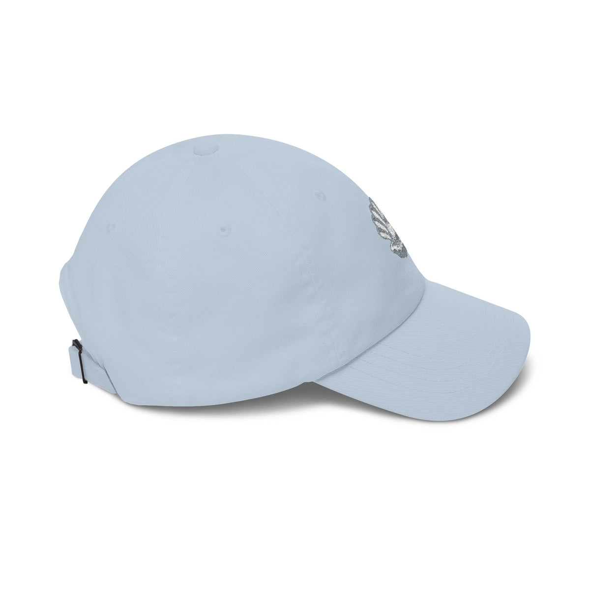 Yemayá Mother-of-Pearl Light Blue Embroidered Cap product mockup view 4