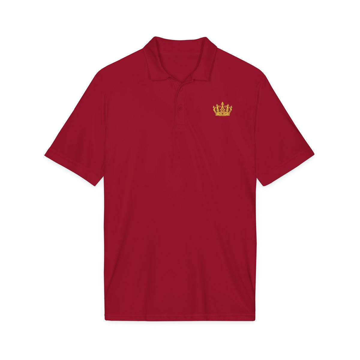 Changó Realistic King Crown Deep Red Embroidered Signature Polo product mockup