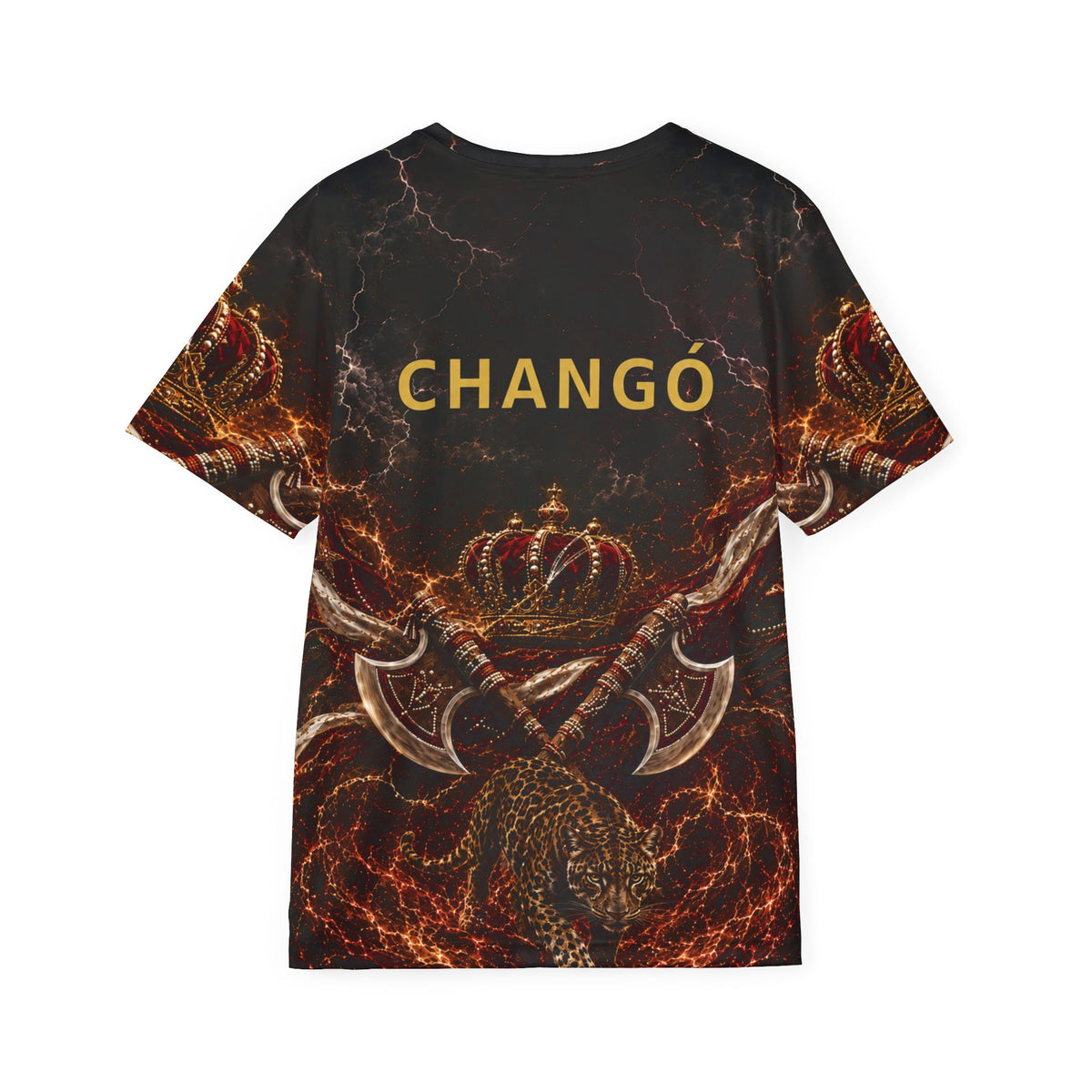 Changó Storm Crown & Leopard Full Presence Shirt product mockup view 2
