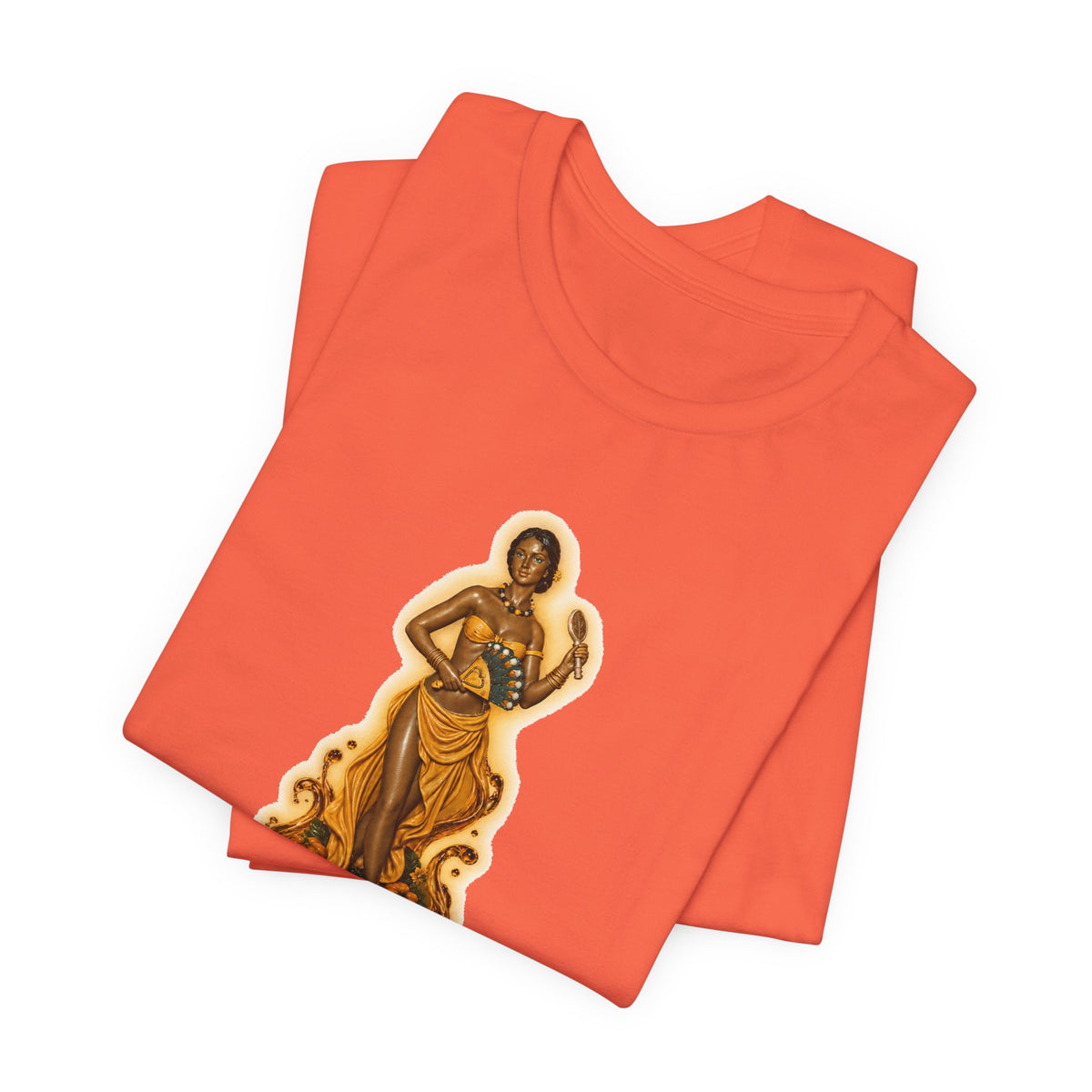 Oshún Golden Blessing Statue T-Shirt product mockup view 9