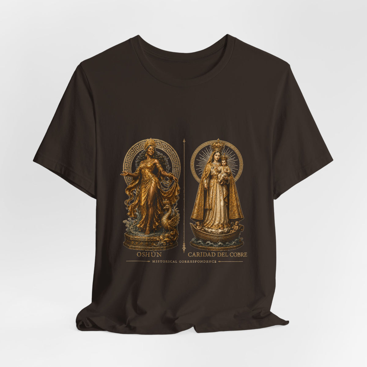 Oshún & Caridad del Cobre — Historical Correspondence T-Shirt product mockup view 6