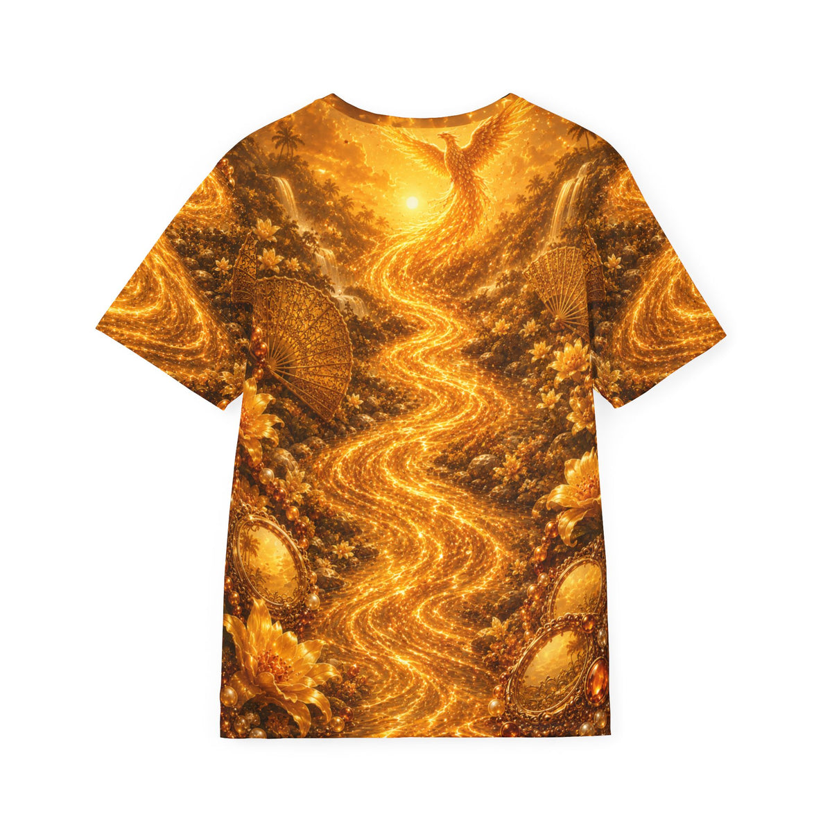 Oshún Golden River Phoenix Full Presence Shirt product mockup view 2