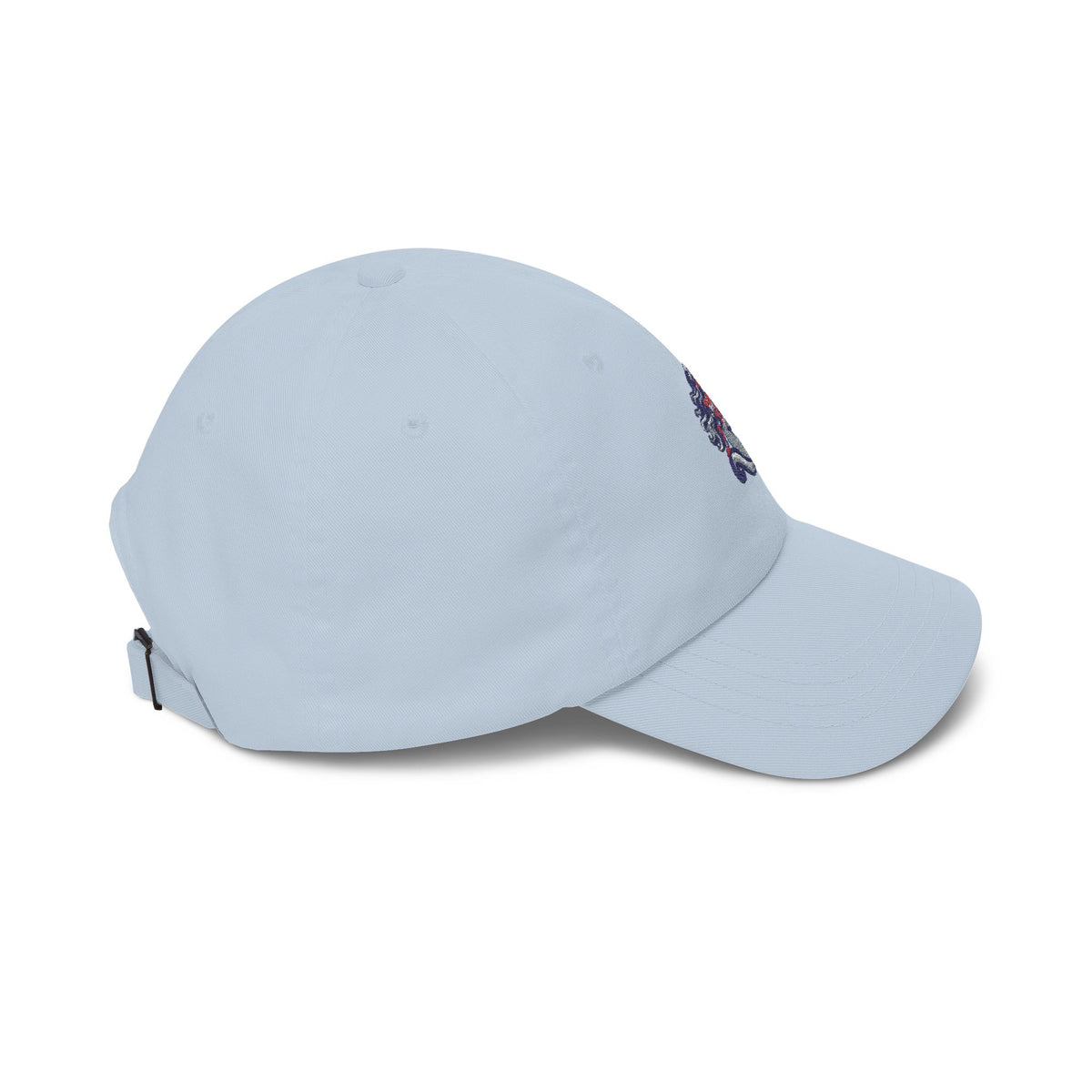 Yemayá Mermaid Light Blue Embroidered Cap product mockup view 4