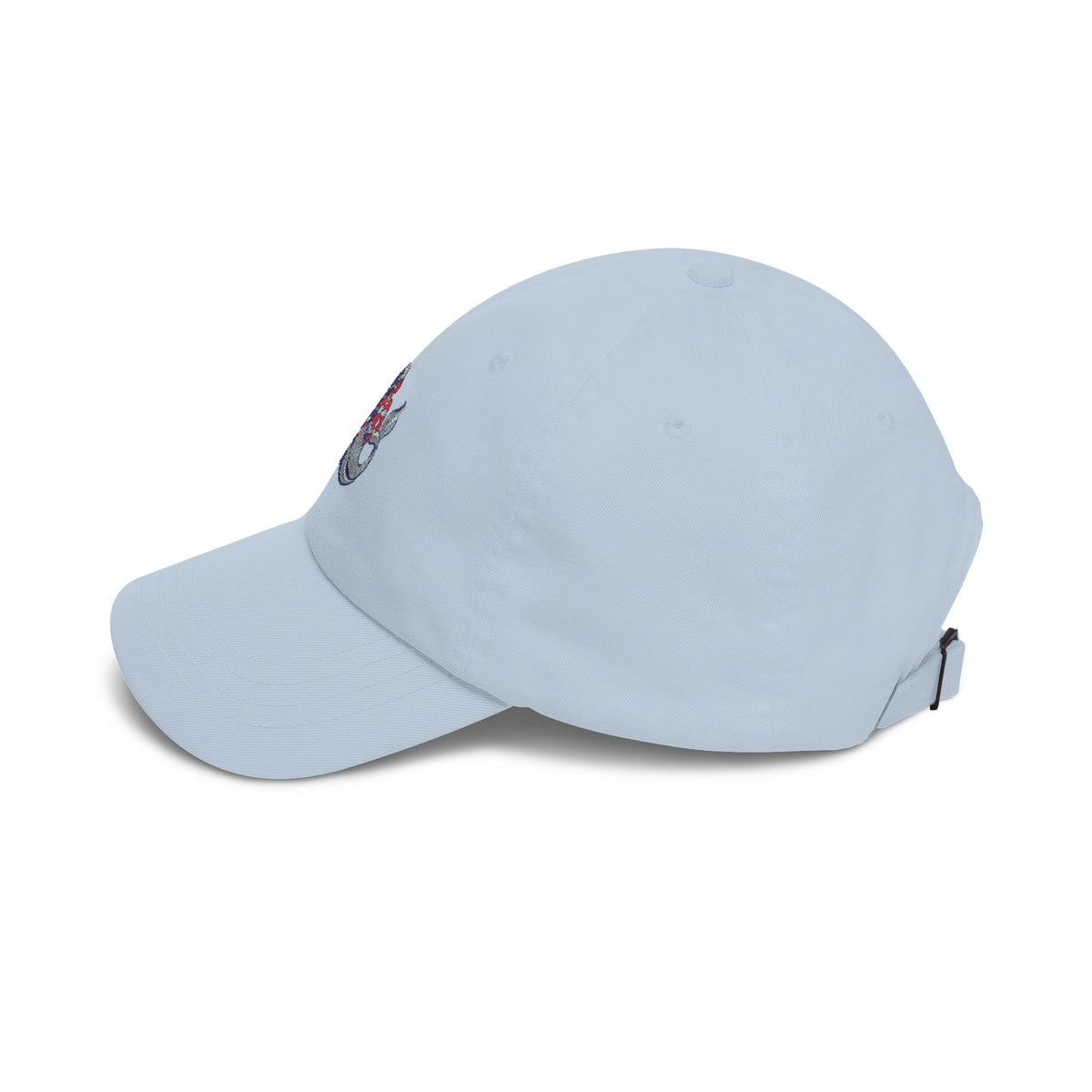 Yemayá Mermaid Light Blue Embroidered Cap product mockup view 3