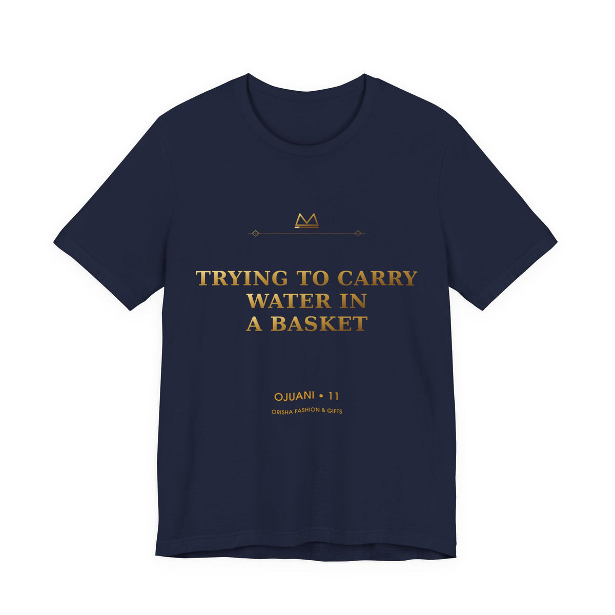 TRYING TO CARRY WATER IN A BASKET — Ojuani 11 Minimal T-Shirt product mockup view 2