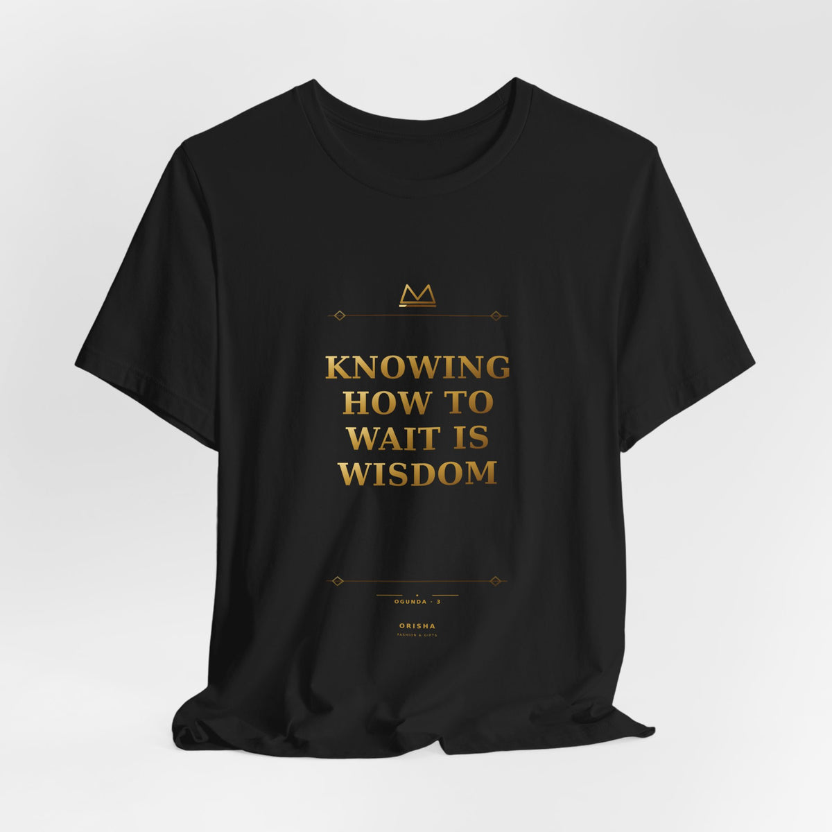 KNOWING HOW TO WAIT IS WISDOM — Ogunda 3 Minimal T-Shirt product mockup view 5