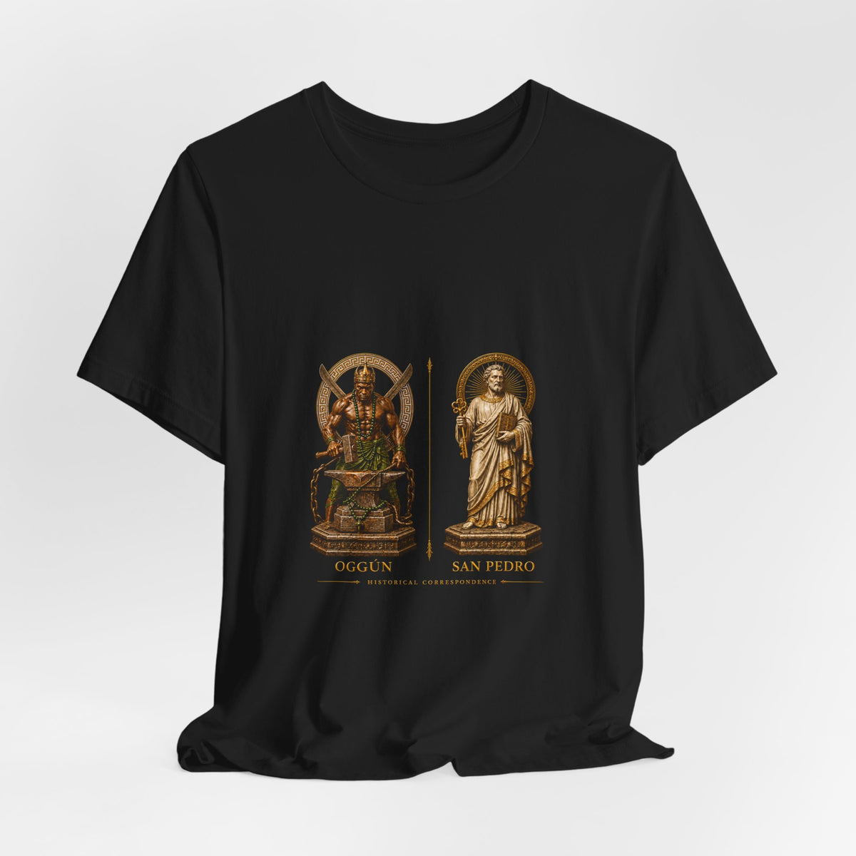 Oggún & San Pedro — Historical Correspondence T-Shirt product mockup view 5