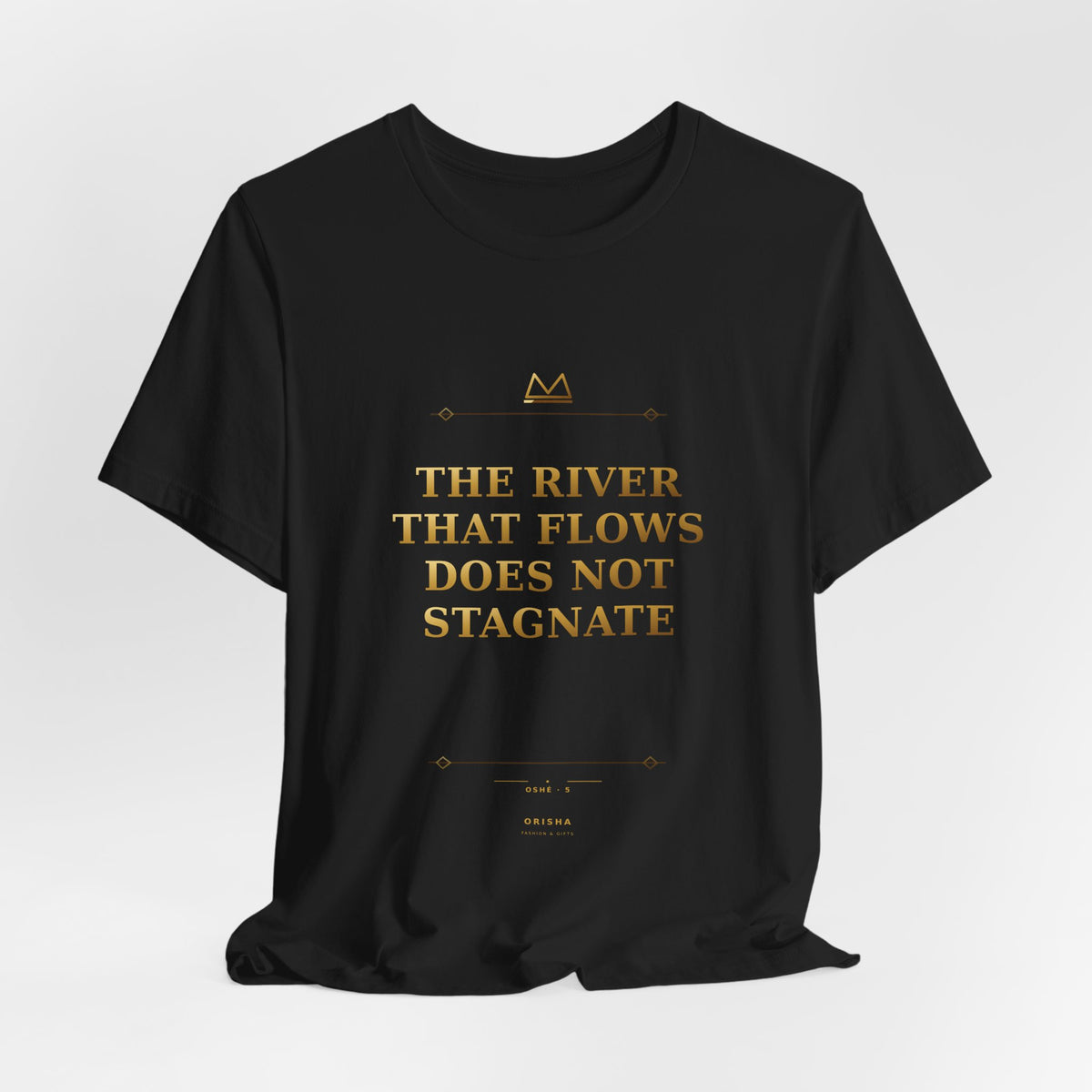 THE RIVER THAT FLOWS DOES NOT STAGNATE — Oshé 5 Minimal T-Shirt product mockup view 5