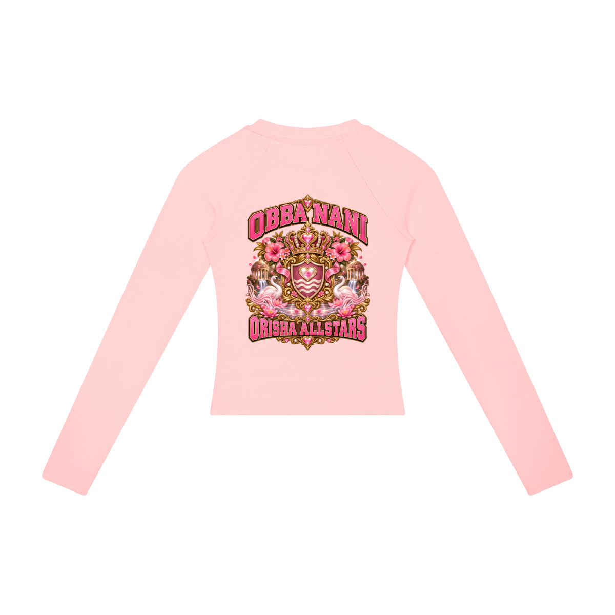 Obba Nani Allstars - Women’s Slim Raglan Long Sleeve T-Shirt — pink, back artwork view