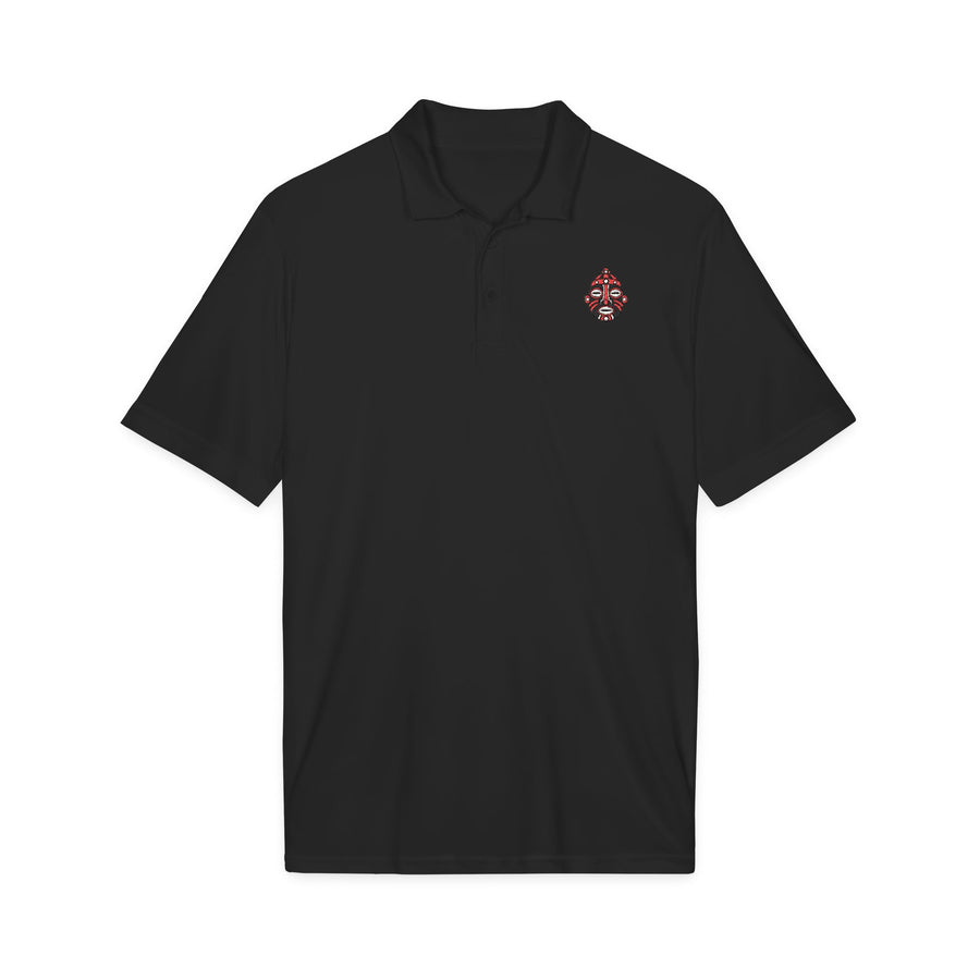 Elegguá Head Black Embroidered Signature Polo product mockup