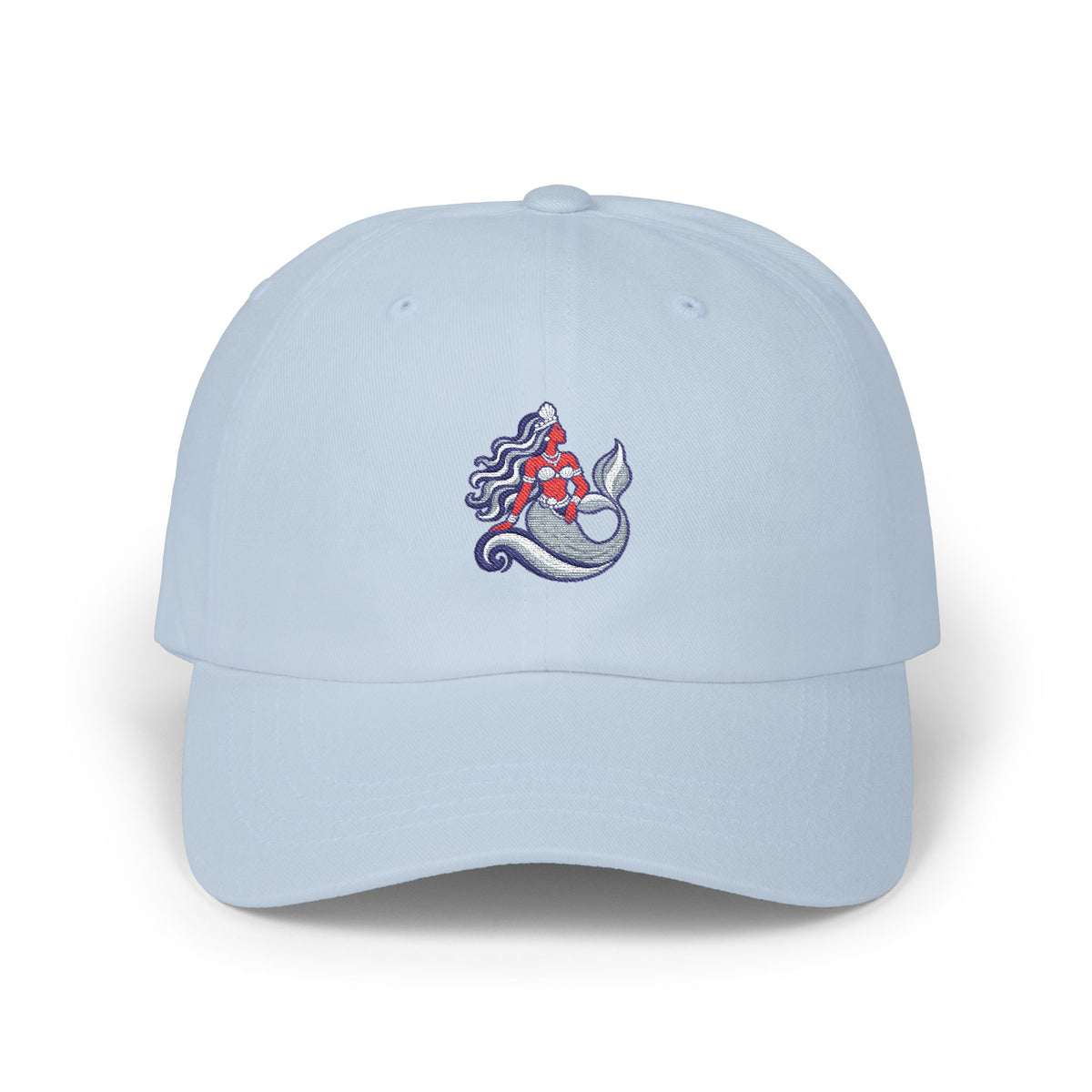 Yemayá Mermaid Light Blue Embroidered Cap product mockup