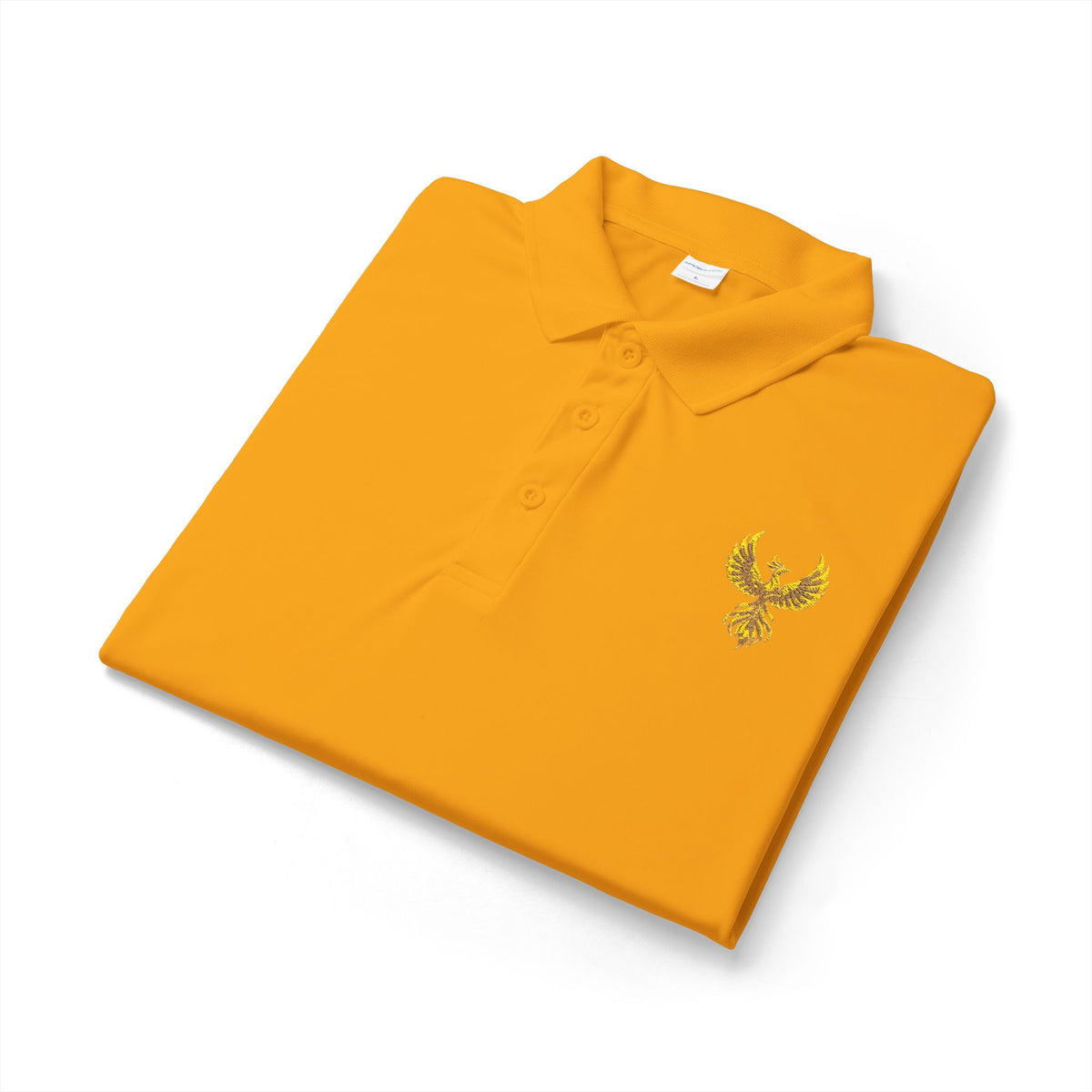 Oshún Phoenix Gold Embroidered Signature Polo product mockup view 2