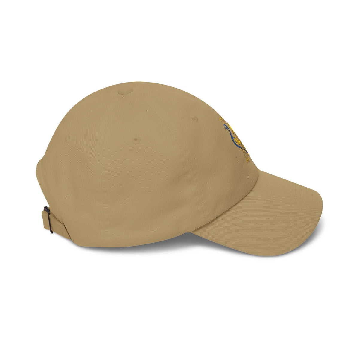Oshún Peacock Khaki Embroidered Cap product mockup view 5