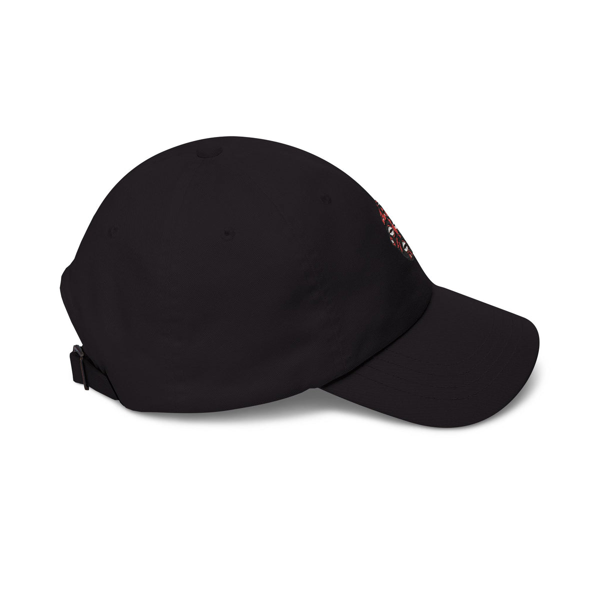 Elegguá Head Black Embroidered Cap product mockup view 4