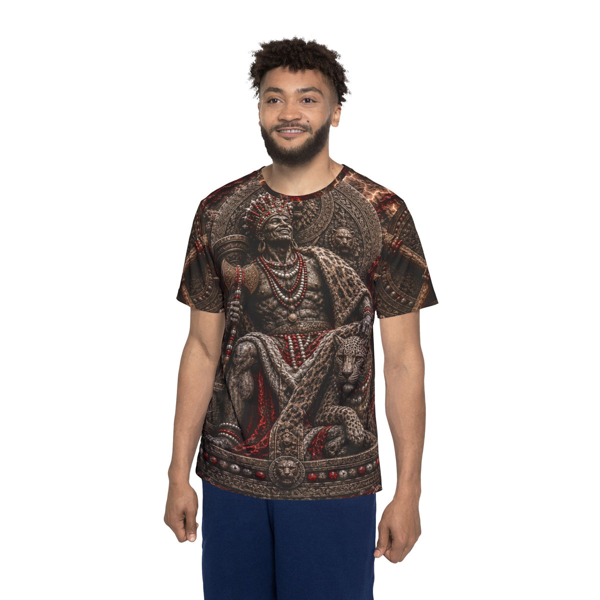 Changó Carved Stone Thunder Throne Full Presence Shirt product mockup view 4