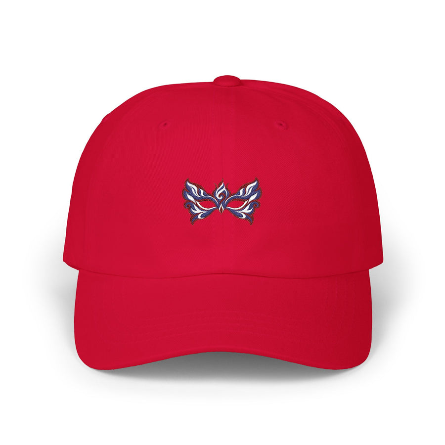 Oyá Masquerade Mask Cranberry Embroidered Cap product mockup