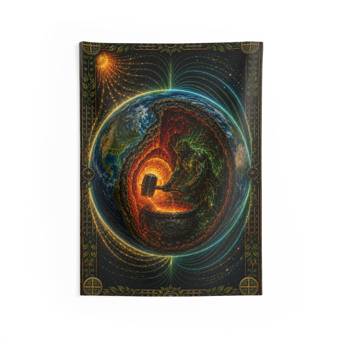Oggún Iron Core Portal Seal Wall Tapestry