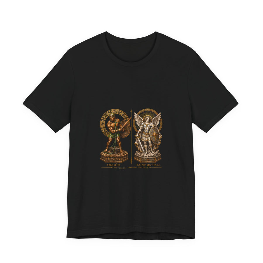 Oggún & Saint Michael — Protection and Iron T-Shirt product mockup