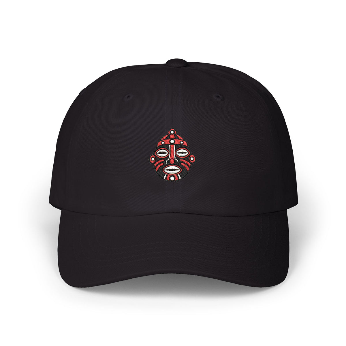 Elegguá Head Black Embroidered Cap product mockup