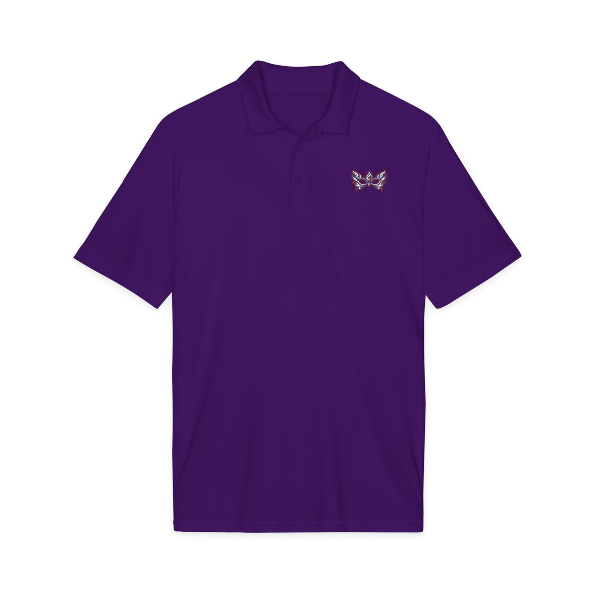 Oyá Masquerade Mask Purple Embroidered Signature Polo product mockup