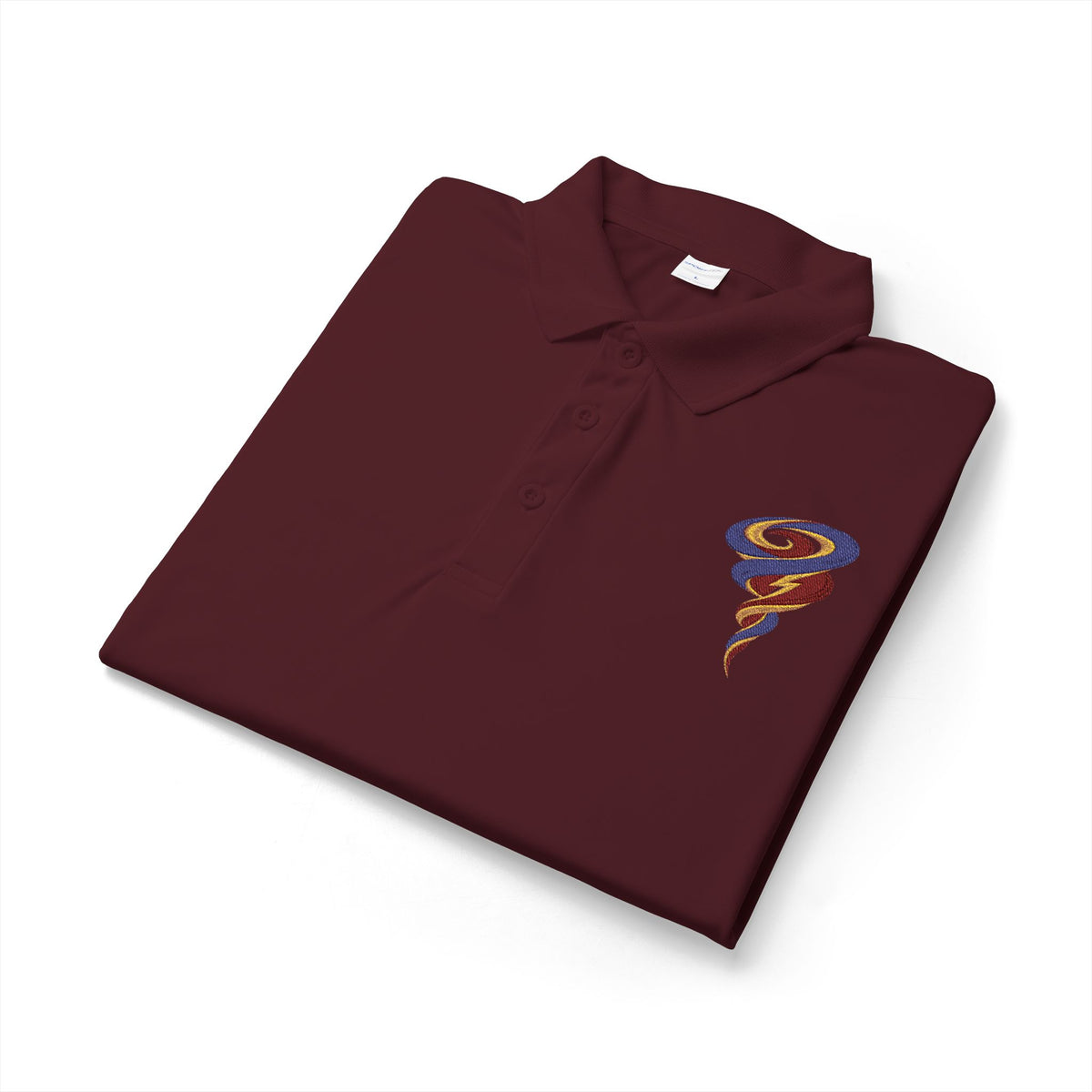 Oyá Whirlwind Maroon Embroidered Signature Polo product mockup view 2