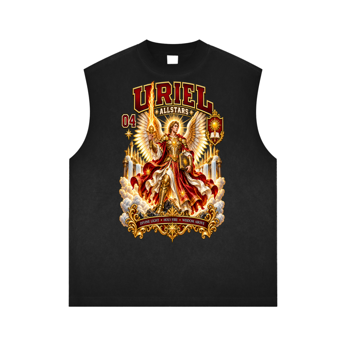Uriel Allstars - Reverse Washed Tank Top — black, front artwork view