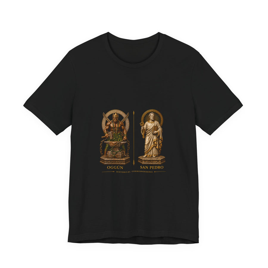 Oggún & San Pedro — Historical Correspondence T-Shirt product mockup