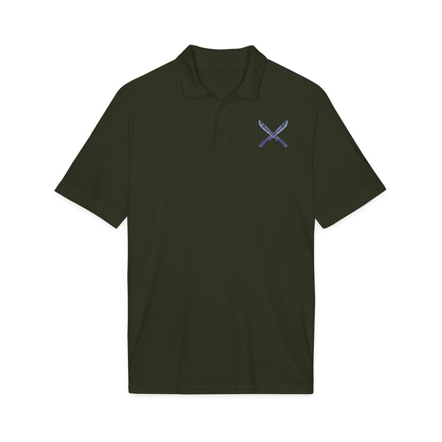 Oggún Crossed Machetes Forest Green Signature Polo product mockup