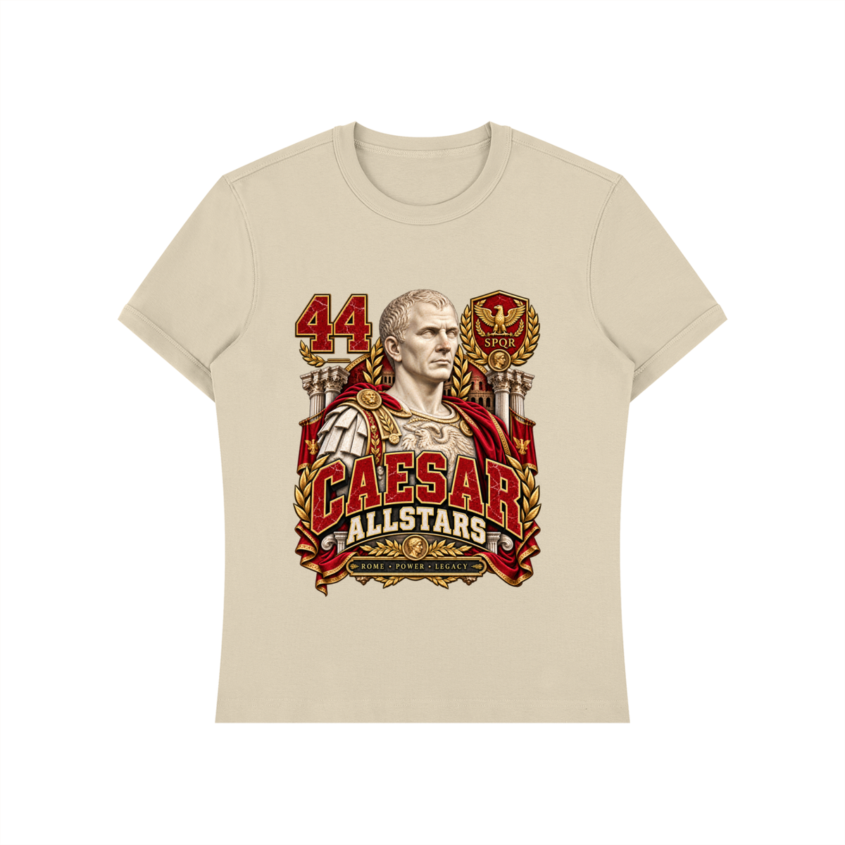 Caesar Allstars - Unisex Heavyweight Slim Fit T-Shirt — beige, front artwork view
