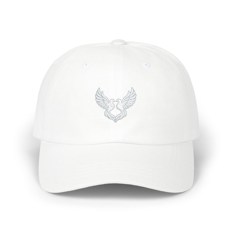 Obatalá Two Doves White Embroidered Cap product mockup