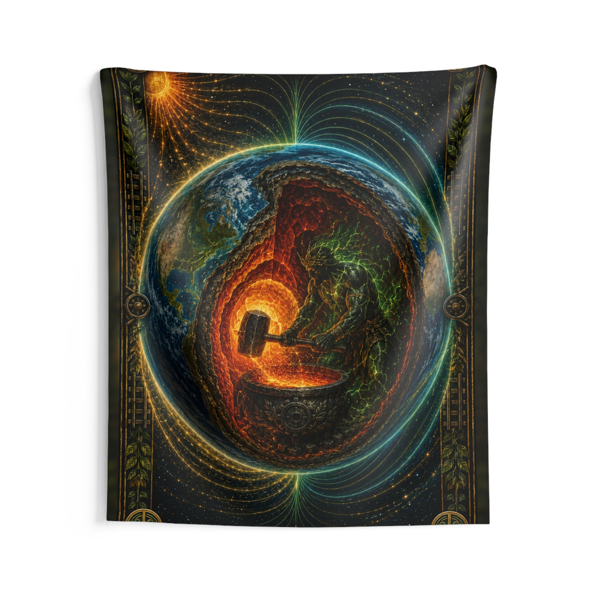 Oggún Iron Core Portal Seal Wall Tapestry product mockup view 2