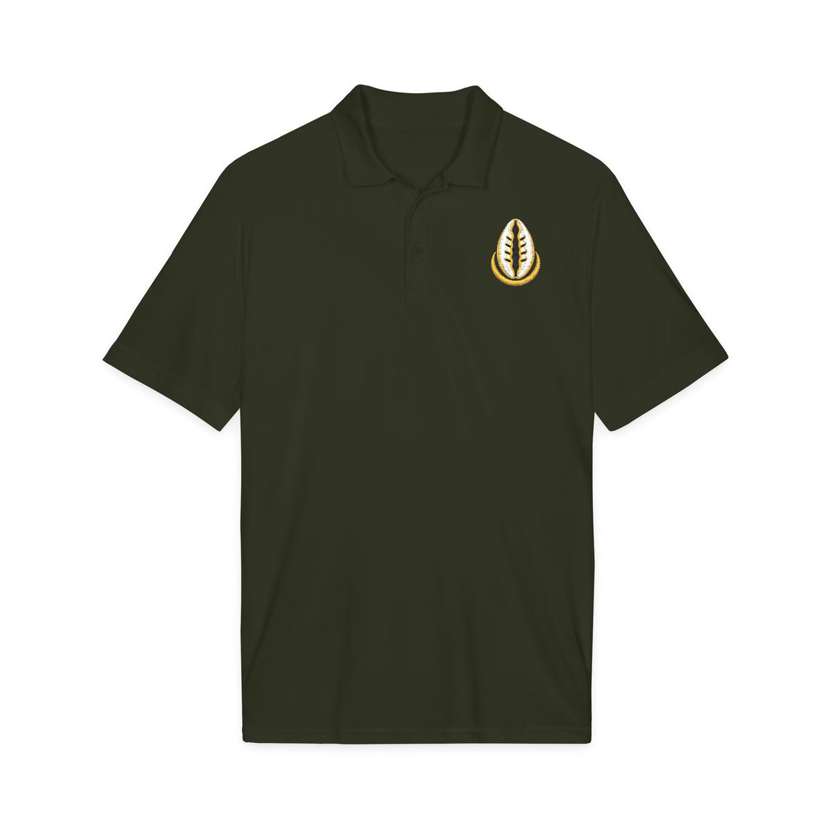 Ajé Cowrie Shell Forest Green Embroidered Signature Polo product mockup