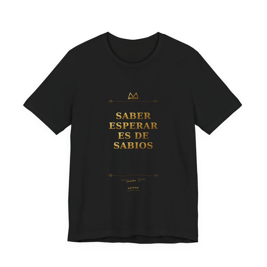 SABER ESPERAR ES DE SABIOS — Ogunda 3 Minimal T-Shirt product mockup