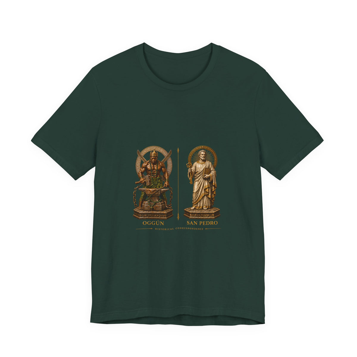 Oggún & San Pedro — Historical Correspondence T-Shirt product mockup view 2