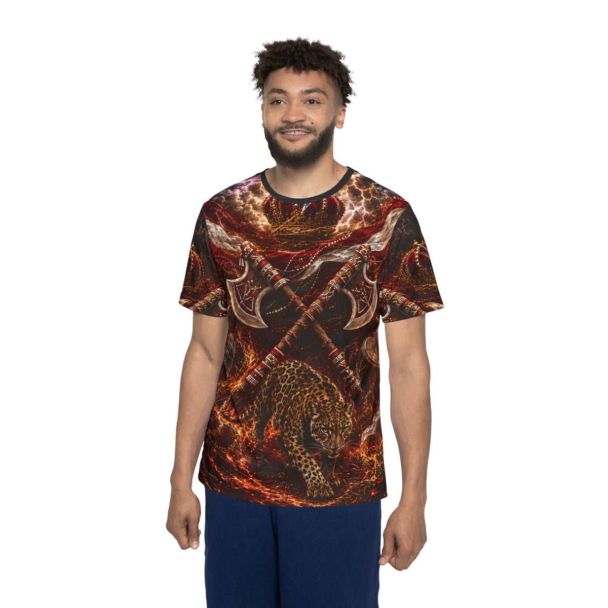 Changó Storm Crown & Leopard Full Presence Shirt product mockup view 4
