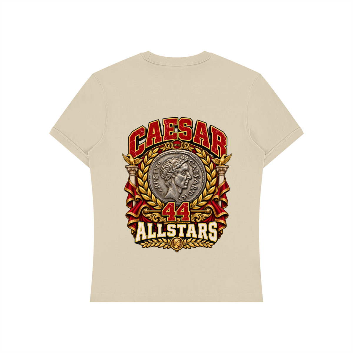 Caesar Allstars - Unisex Heavyweight Slim Fit T-Shirt — beige, back artwork view