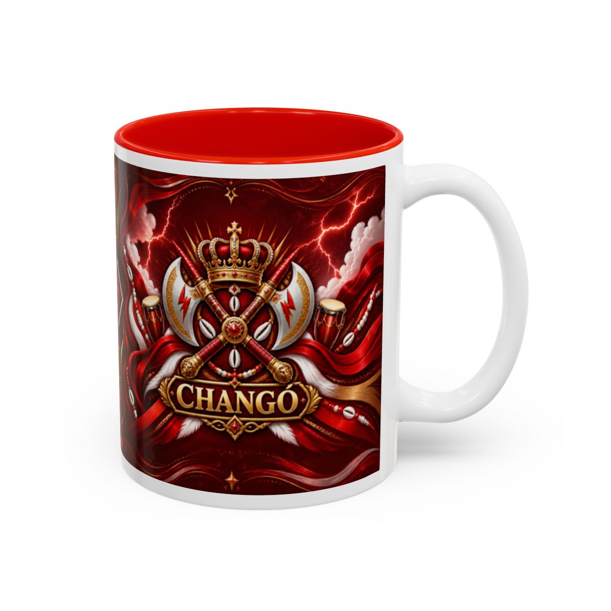 Changó Royal Crown & Double-Axe Named Symbol Accent Mug complete right-side view first accent color