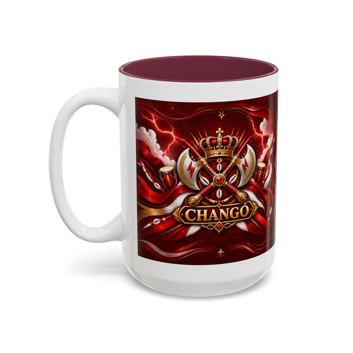 Changó Royal Crown & Double-Axe Named Symbol Accent Mug complete left-side view second accent color
