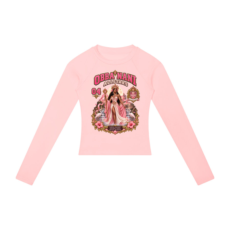 Obba Nani Allstars - Women’s Slim Raglan Long Sleeve T-Shirt — pink, front artwork view