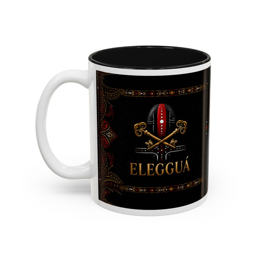 Elegguá Guardian Keys & Crossroads Named Symbol Accent Mug complete left-side view