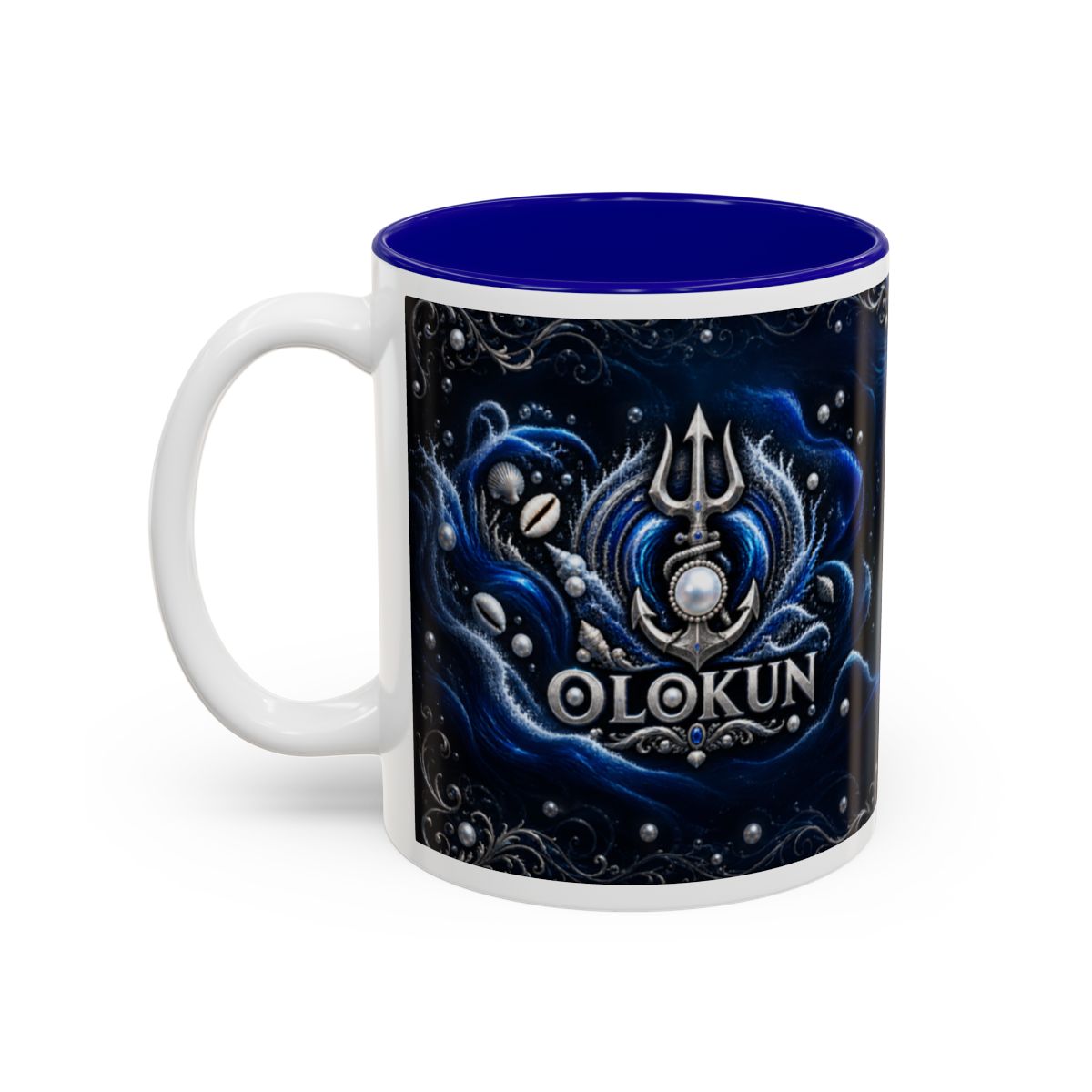 Olokun Abyssal Trident & Pearl Named Symbol Accent Mug complete left-side view